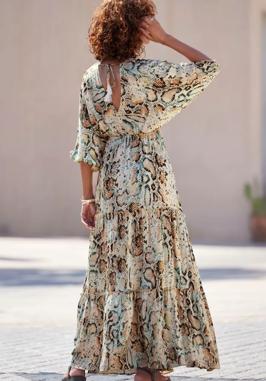 Discount Animal Print Tiered Maxi Dress Maxi Dresses