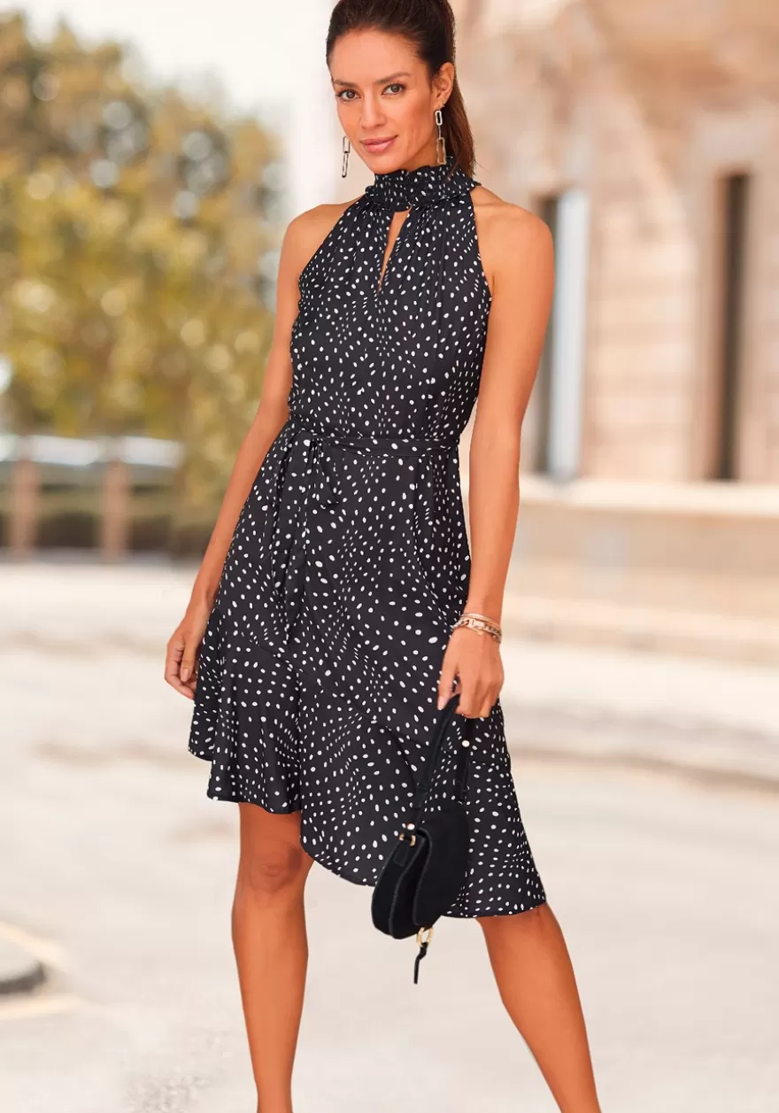 New Asymmetrical Dot Print Dress Short Dresses