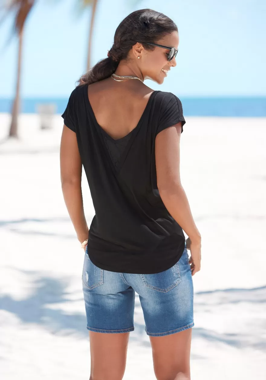 Store Back V-Neckline Top Short Sleeve Tops