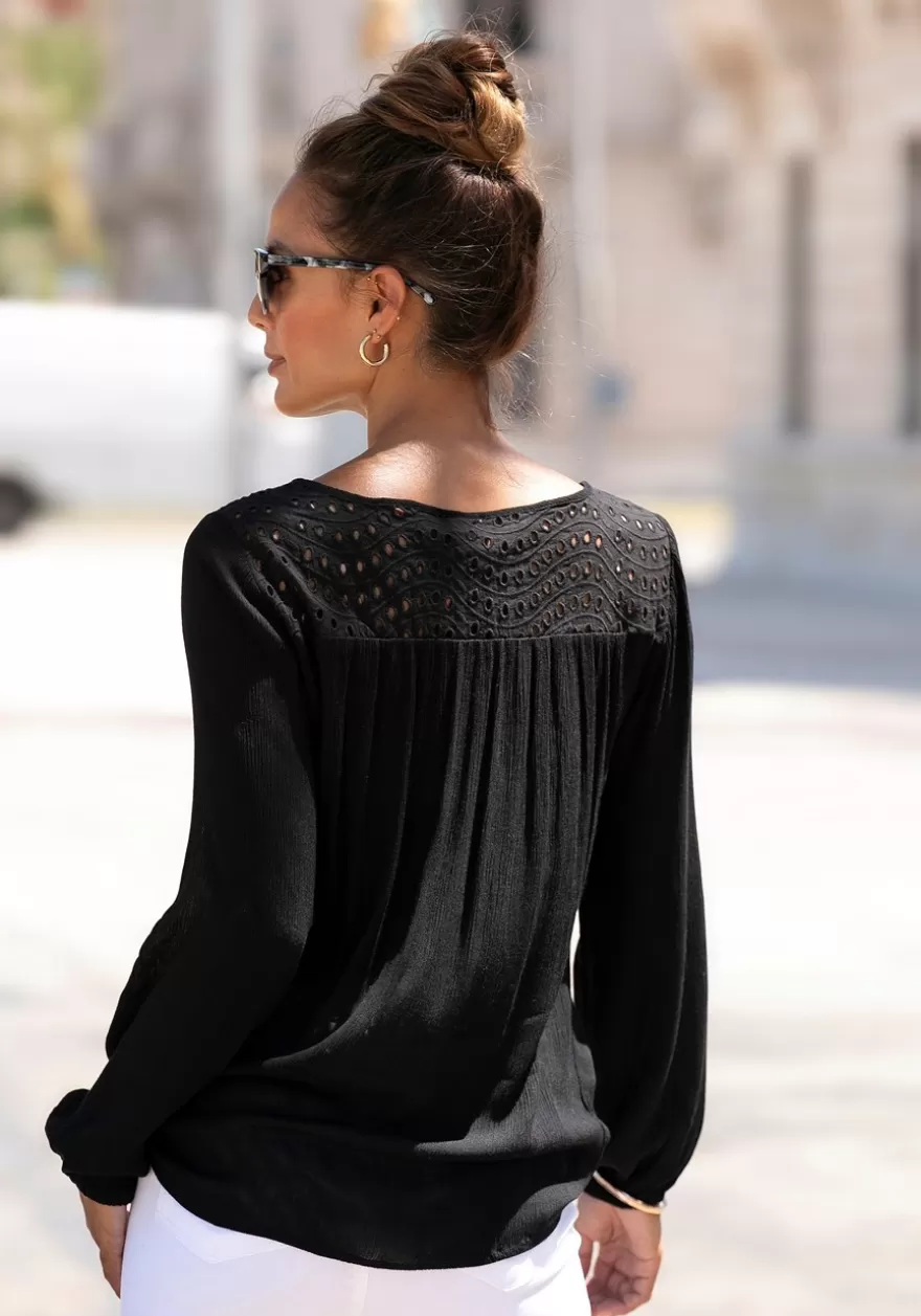 Best Sale Boho Eyelet Blouse Blouses