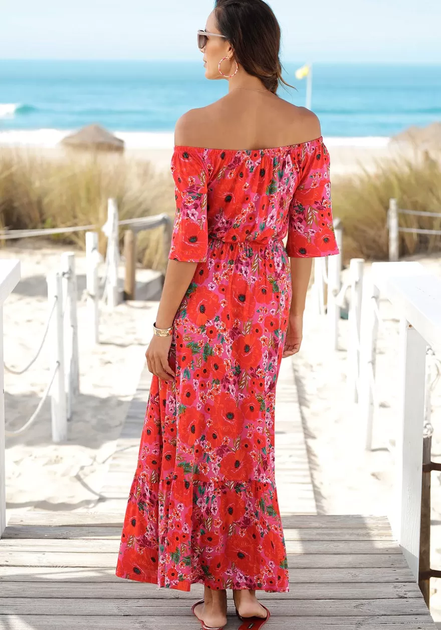 Clearance Carmen Style Print Maxi Dress Maxi Dresses