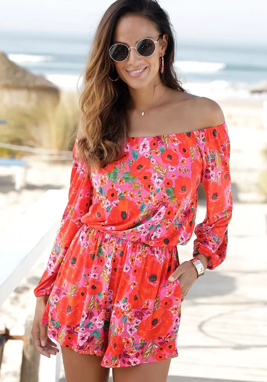 Clearance Carmen Style Print Romper Rompers