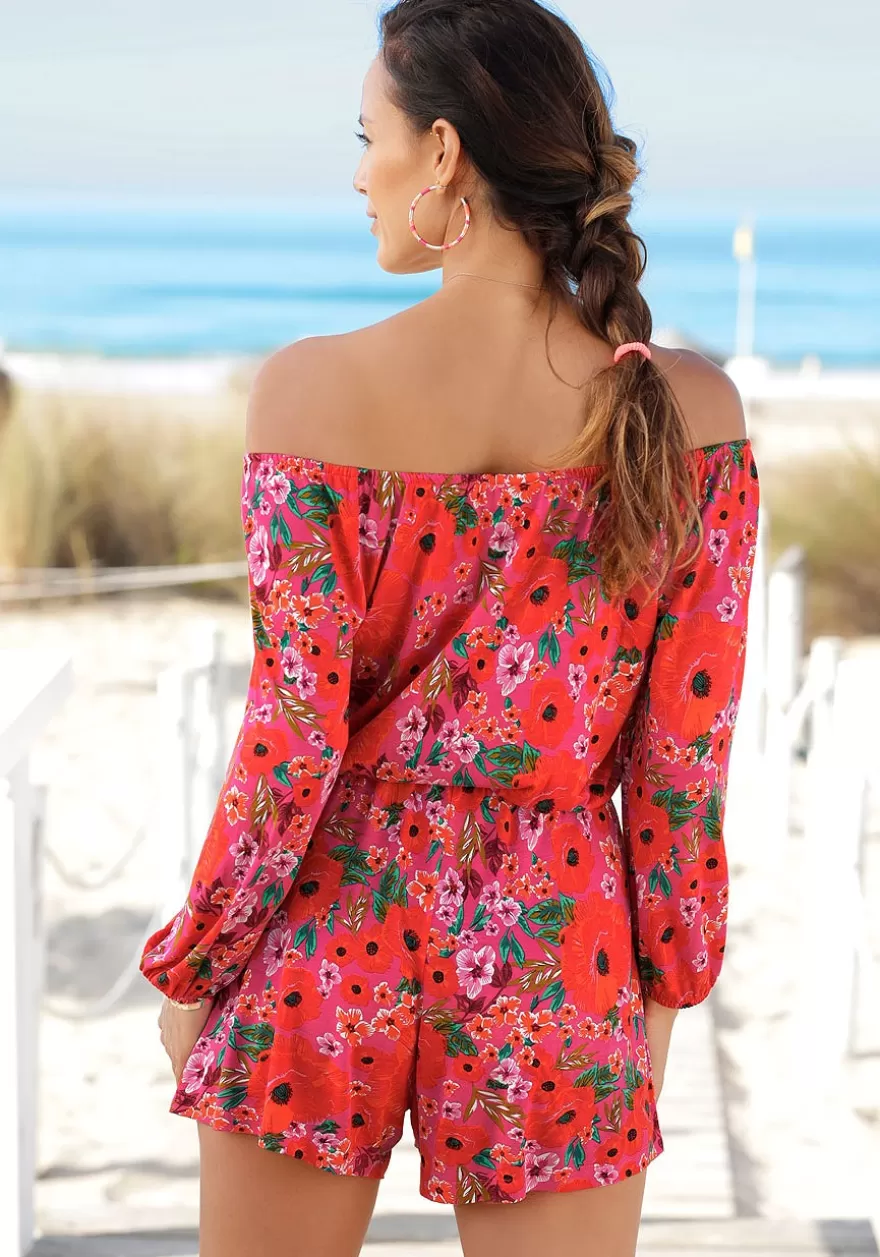 Clearance Carmen Style Print Romper Rompers