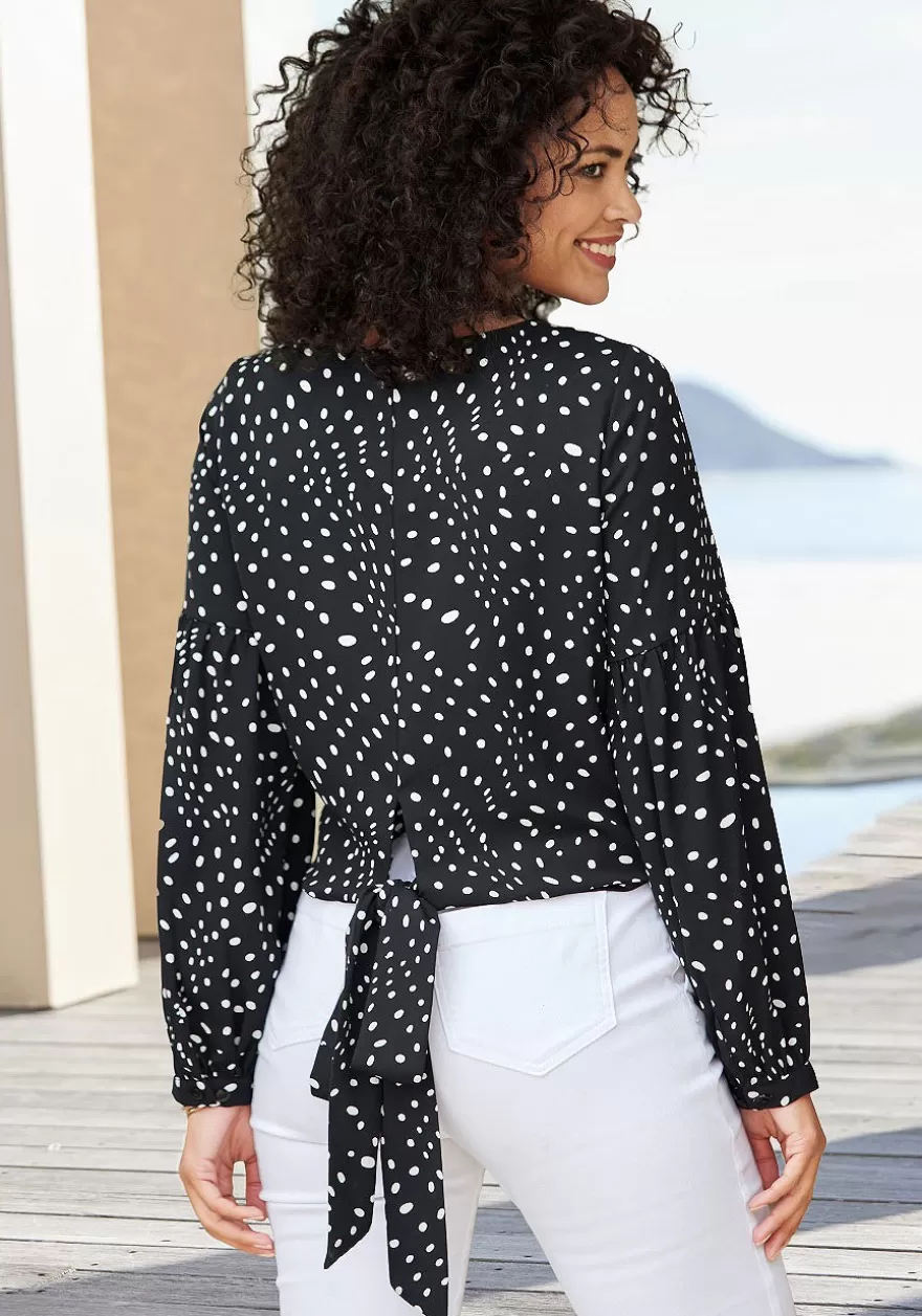 Clearance Dot Print Long Sleeve Blouse Blouses