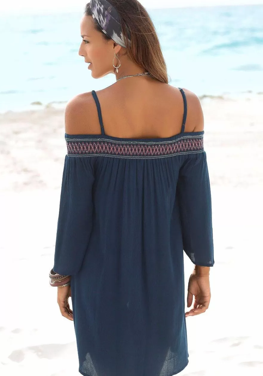 Store Embroidered Cold Shoulder Dress Sundresses