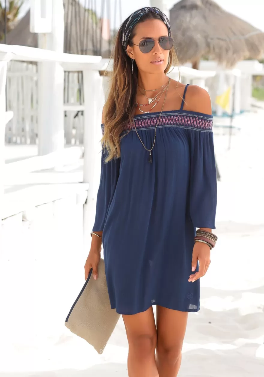 Store Embroidered Cold Shoulder Dress Sundresses