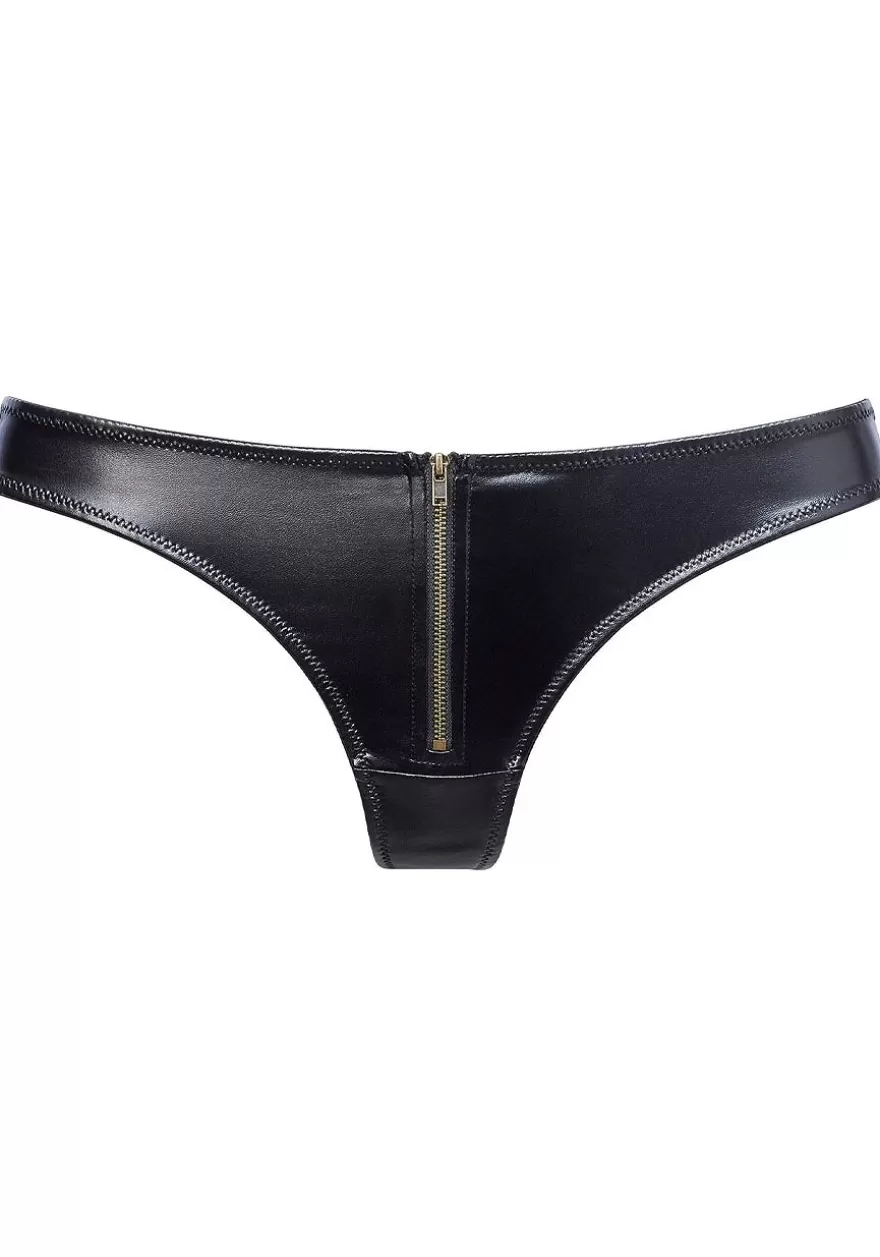 Discount Faux Leather Zip Thong Thongs