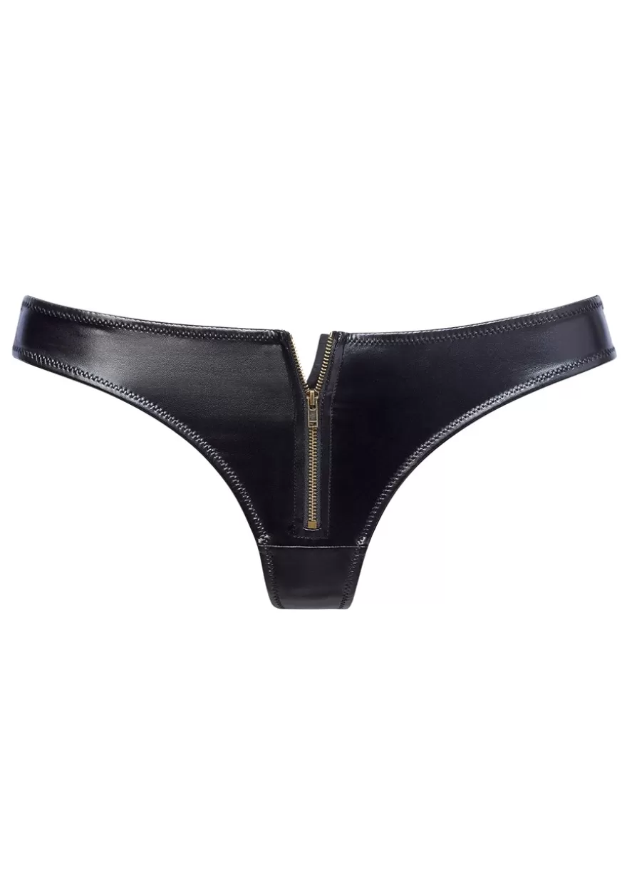 Discount Faux Leather Zip Thong Thongs