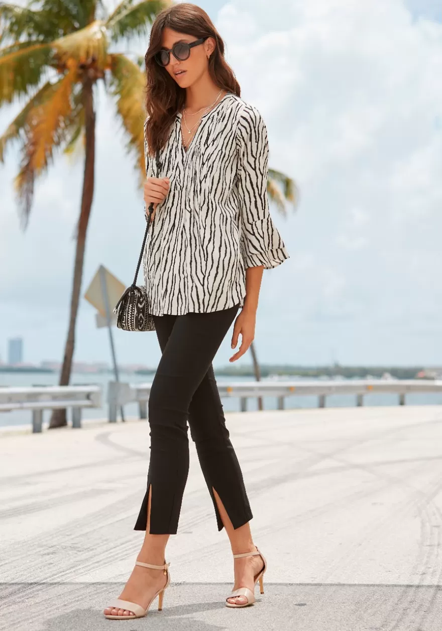 Sale Flare Sleeve Printed Blouse Blouses