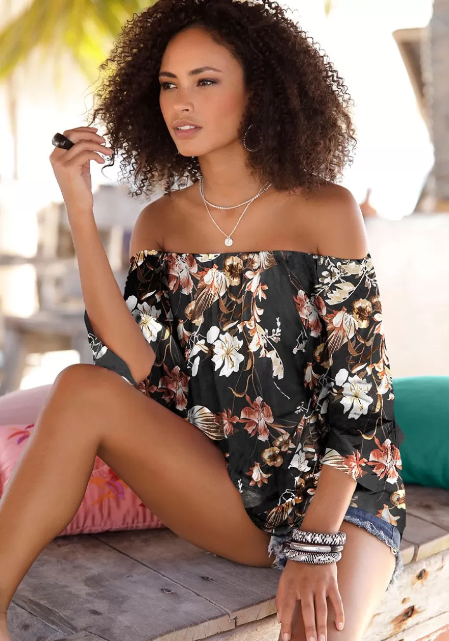 Online Floral Off Shoulder Top Long Sleeve Tops