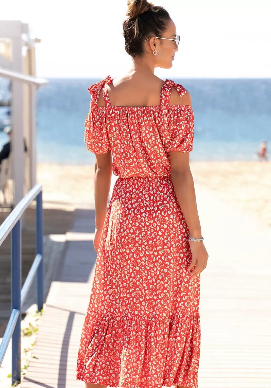 Clearance Floral Pattern Midi Dress Fall Dresses