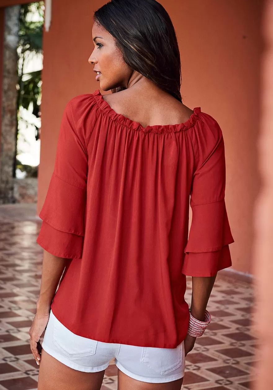 Flash Sale Flowy Carmen Top Blouses