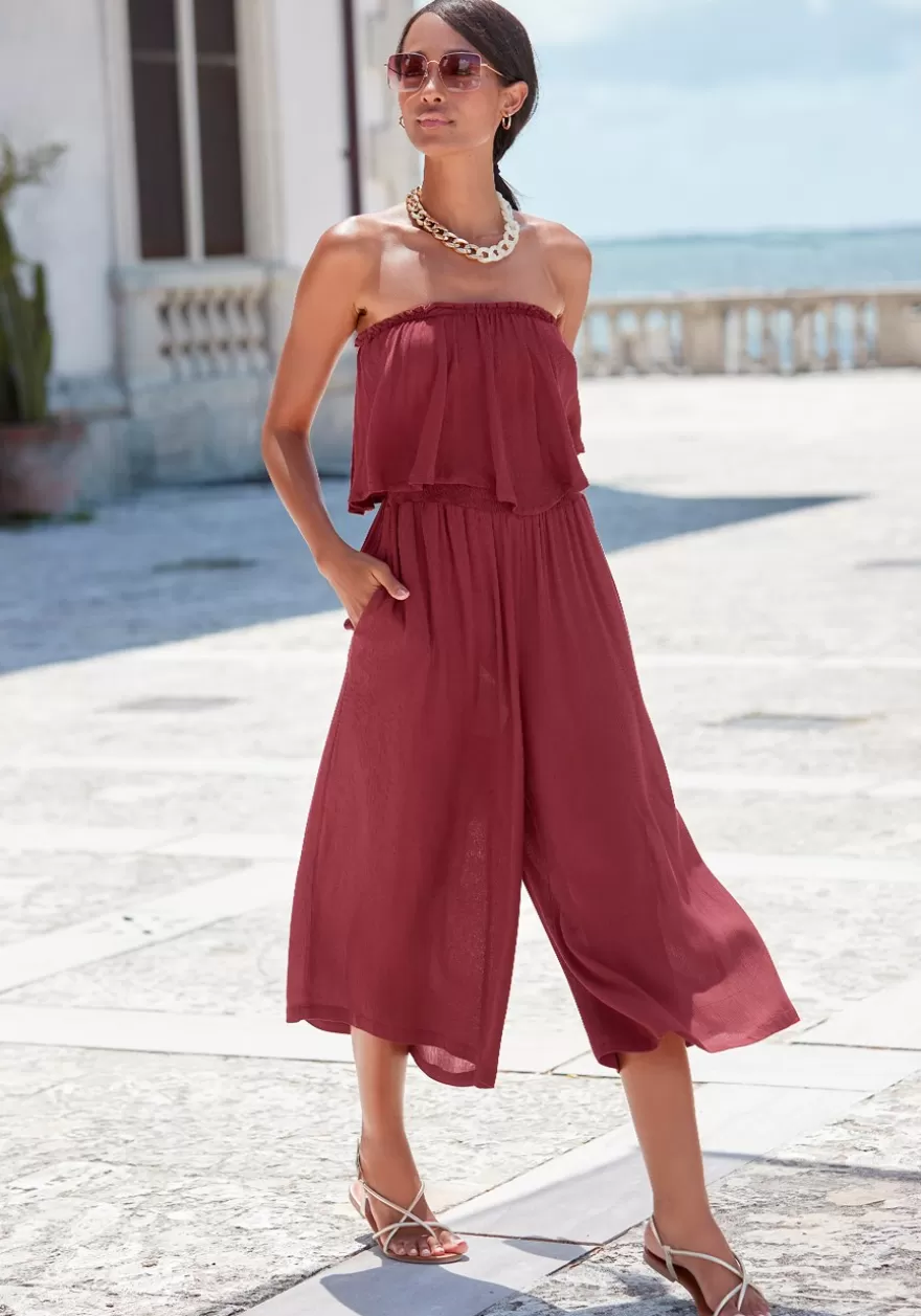 Fashion Flowy Strapless Culotte Jumpsuit Jumpsuits