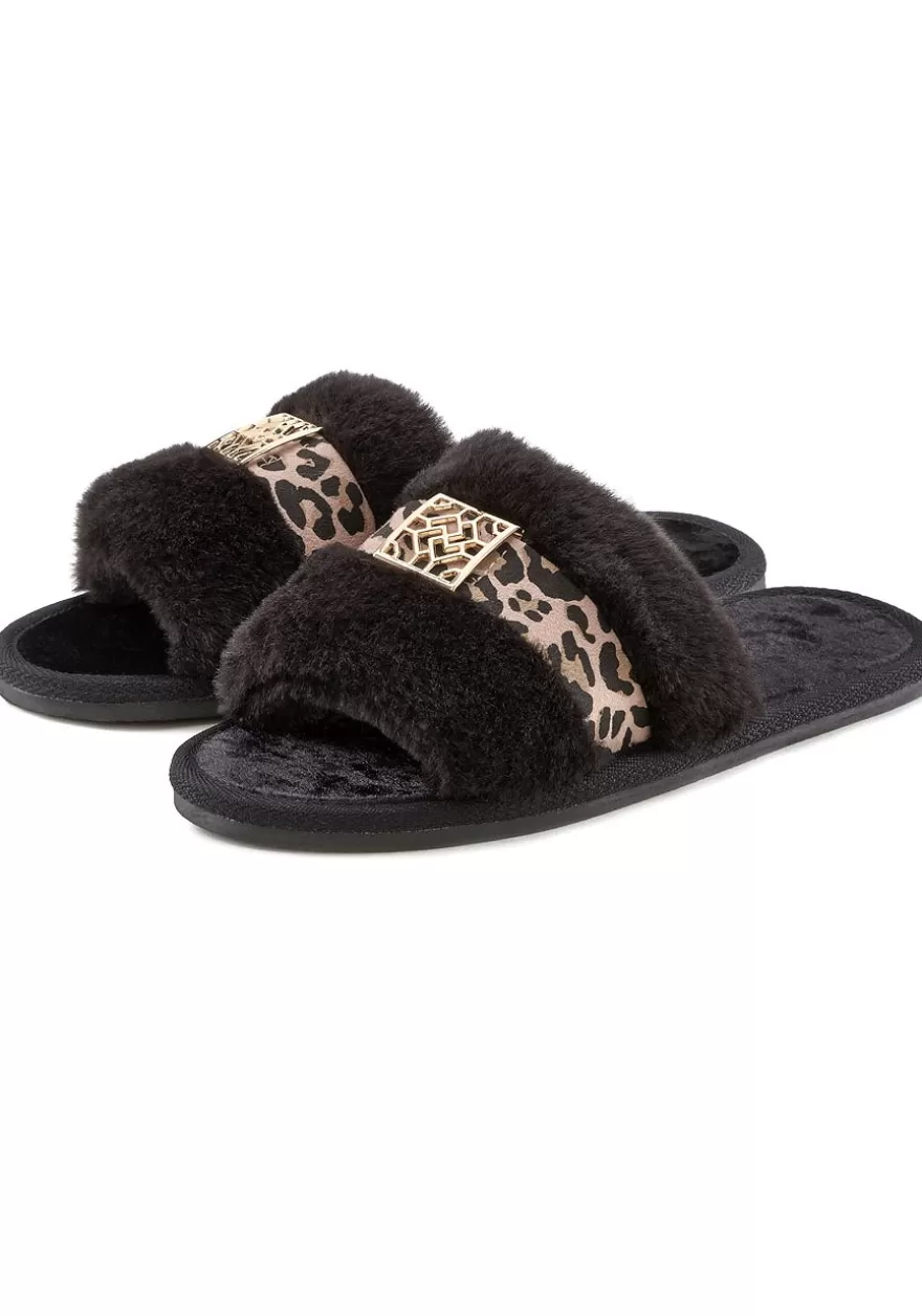 Best Sale Leopard Faux Fur Slides Sandals