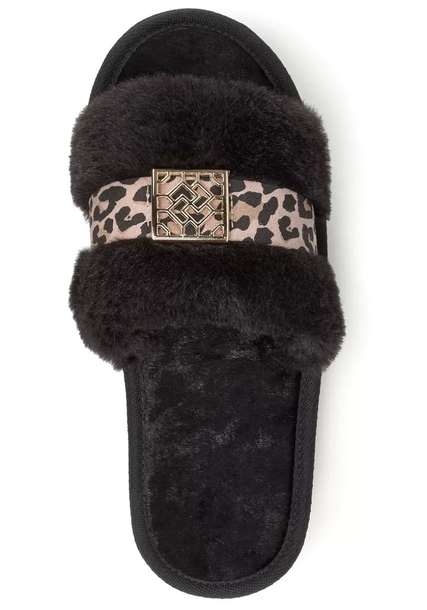 Best Sale Leopard Faux Fur Slides Sandals