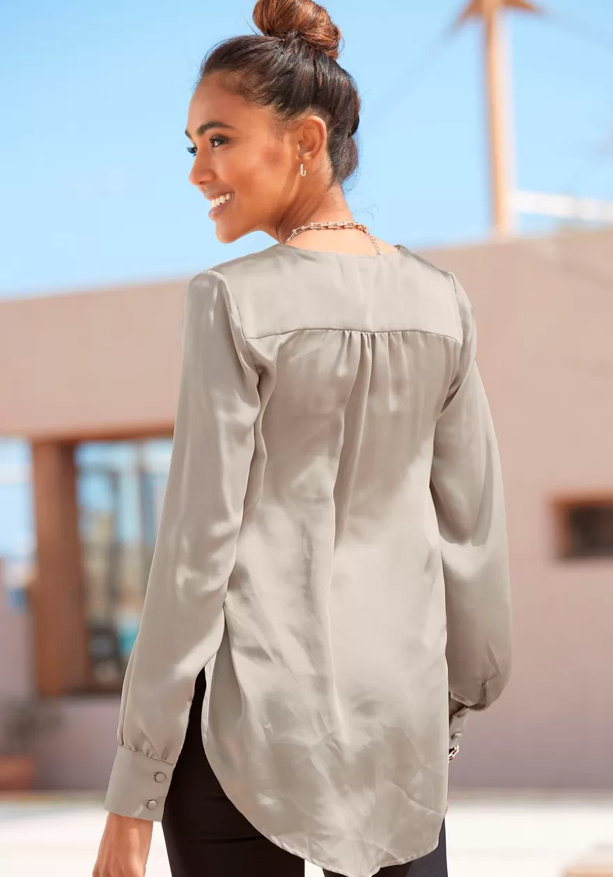 Clearance Long Sleeve Satin Blouse Blouses