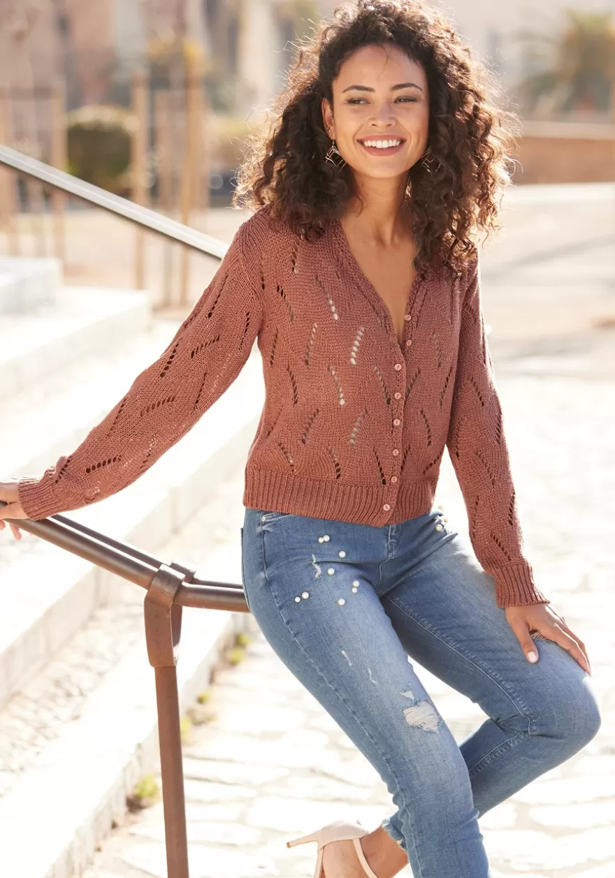 Cheap Open Knit V-Neck Cardigan Cardigans