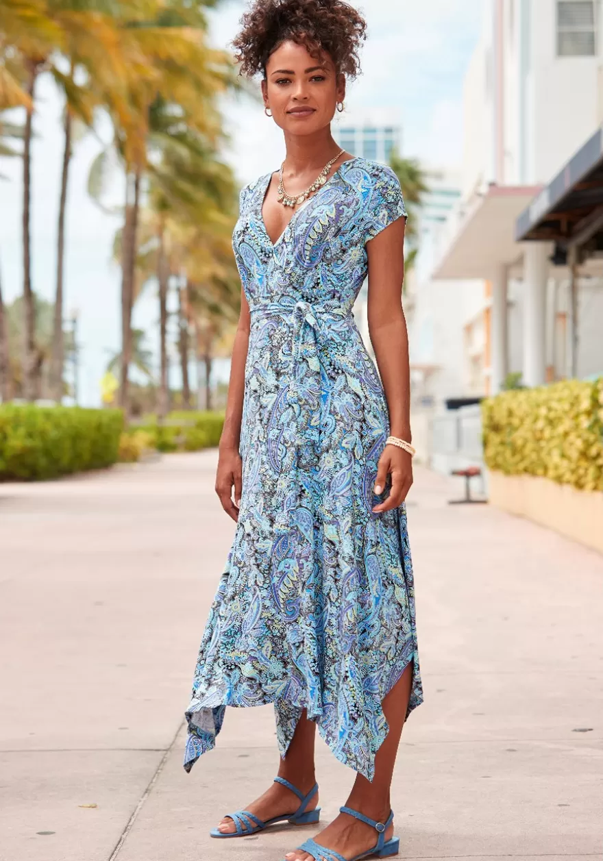 Online Paisley Print Wrap Dress Midi Dresses