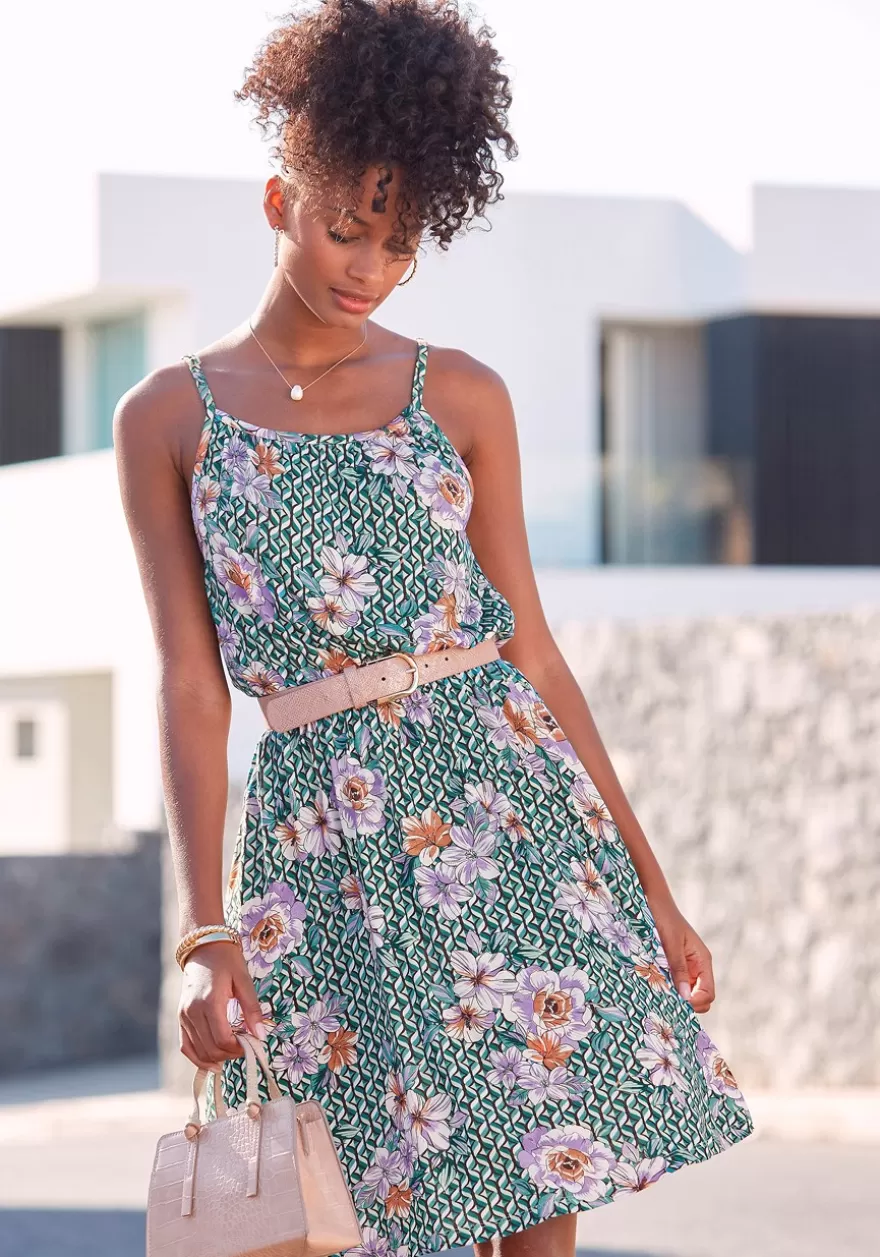 Discount Patterned Sleeveless Dress Sundresses