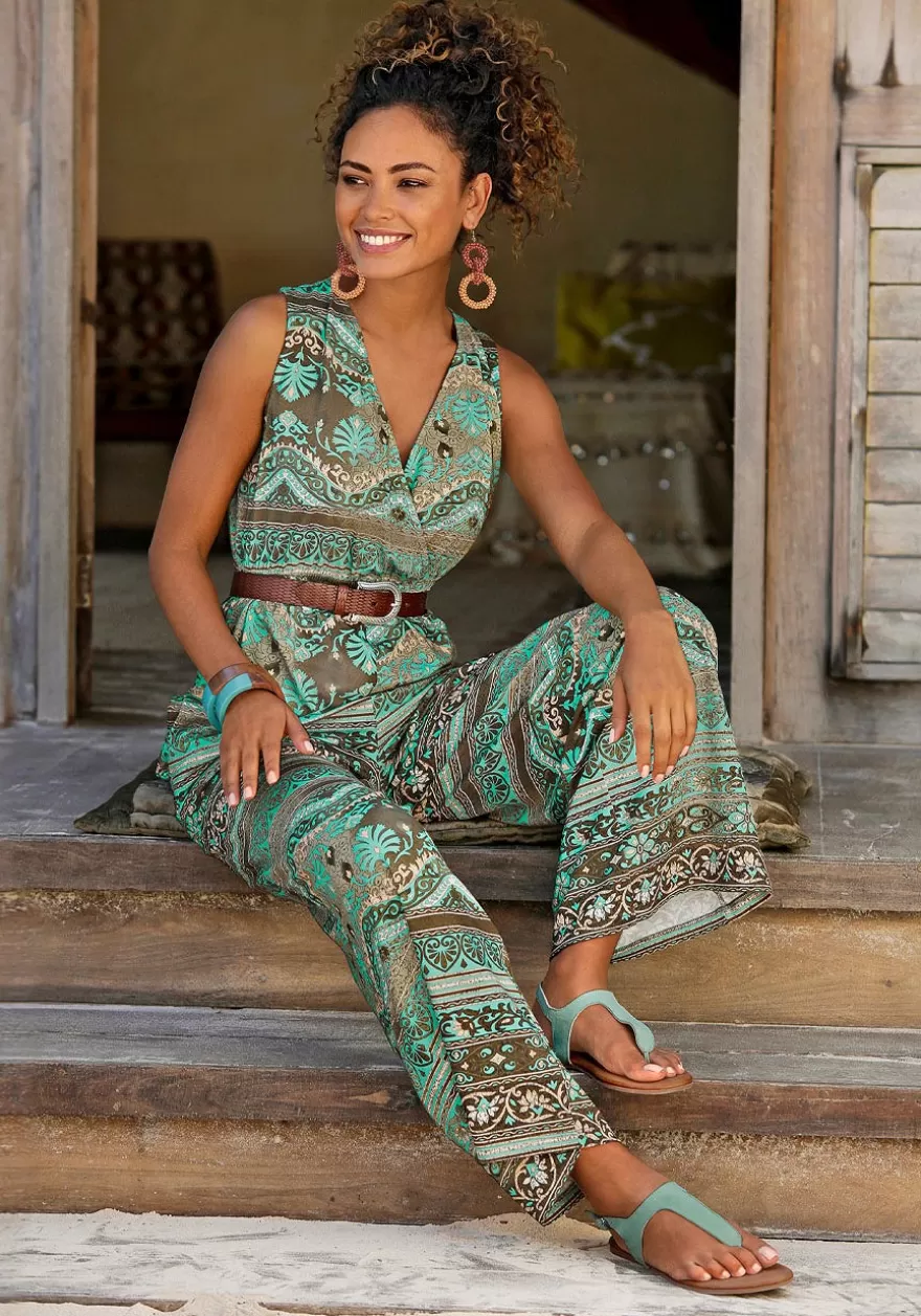 Store Patterned Wide Strap Jumpsuit Jumpsuits