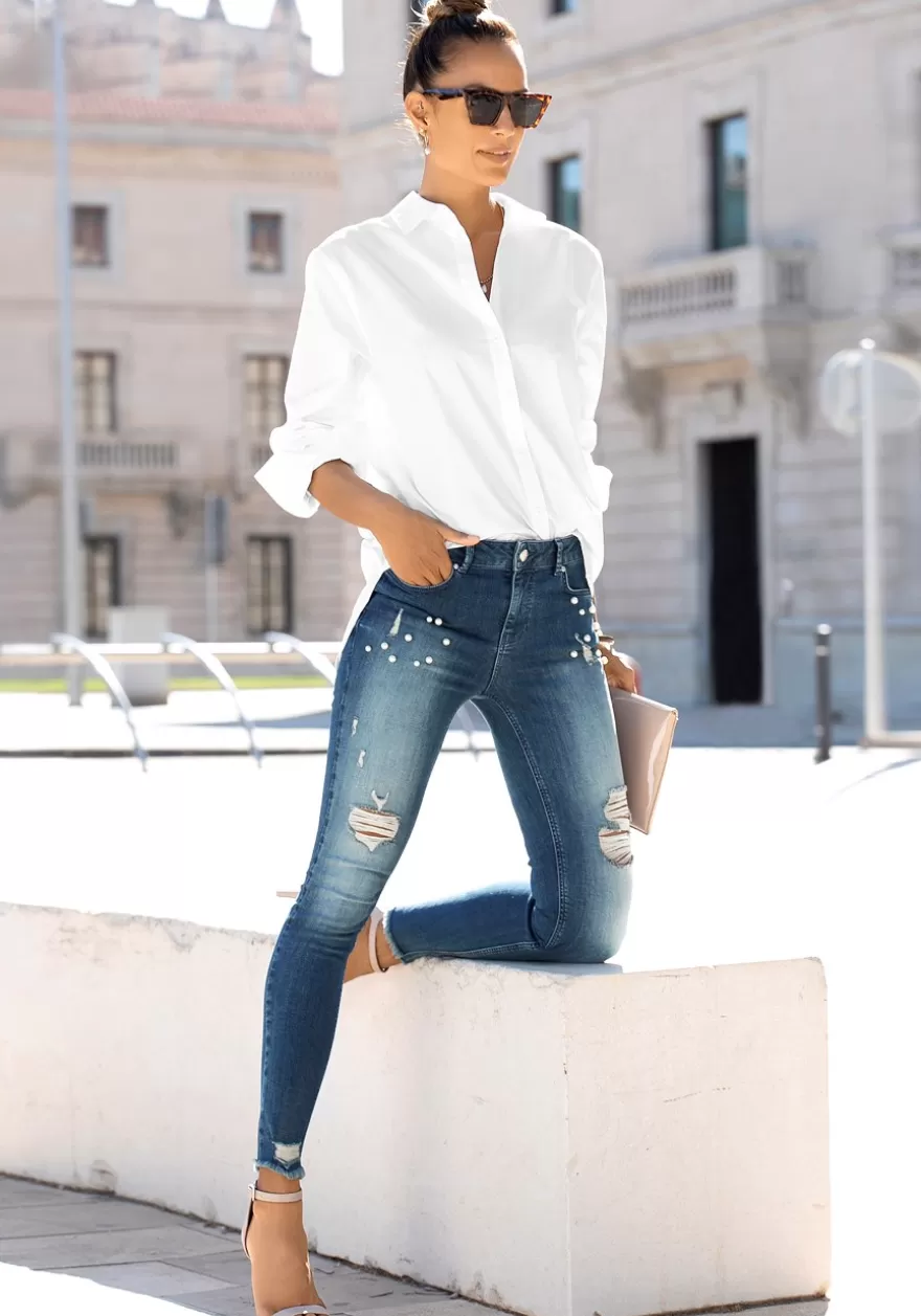 Best Sale Pearl Embellished Skinny Jeans Pants