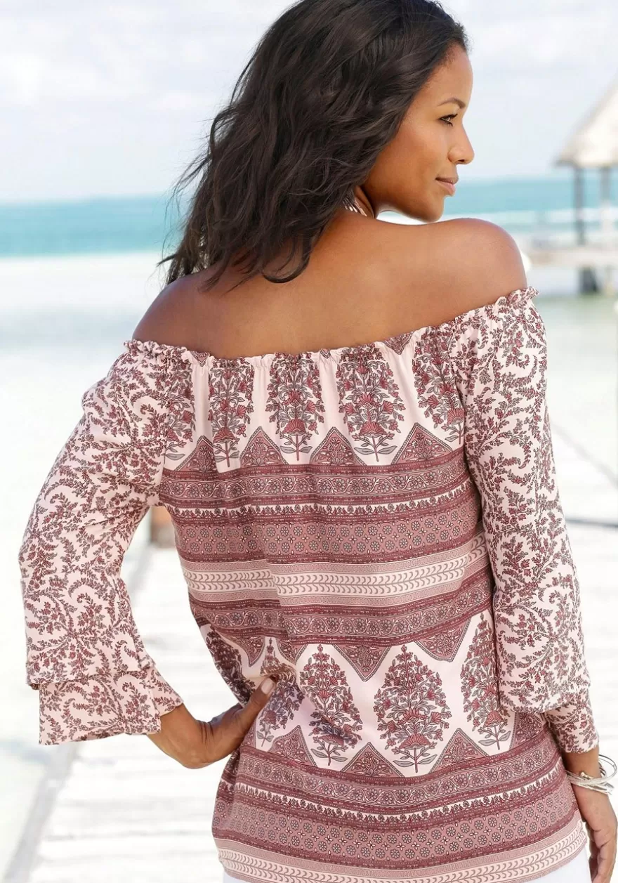 Cheap Printed Off Shoulder Top Long Sleeve Tops