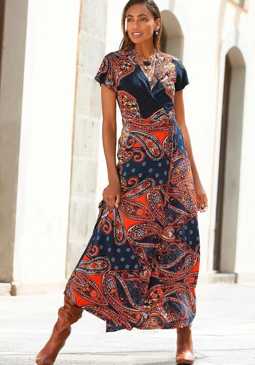 Online Printed Wrap Maxi Dress Fall Dresses