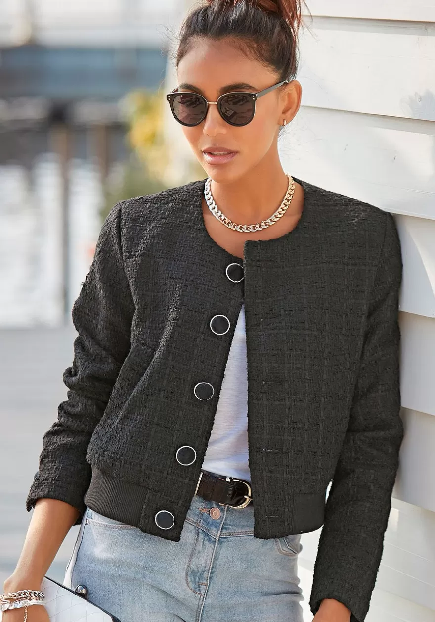 Best Round Neckline Tweed Jacket Jackets