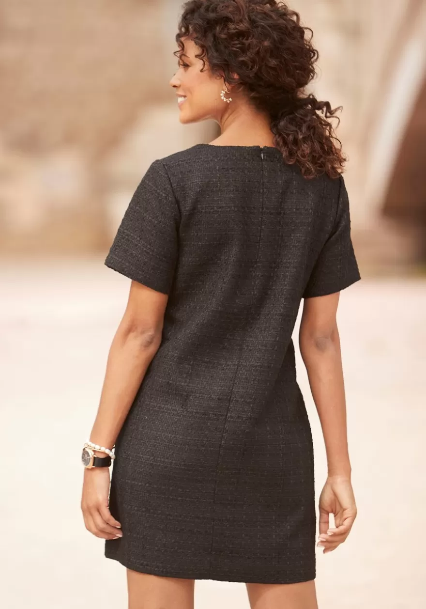 Fashion Short Sleeve Boucle Dress Short Dresses