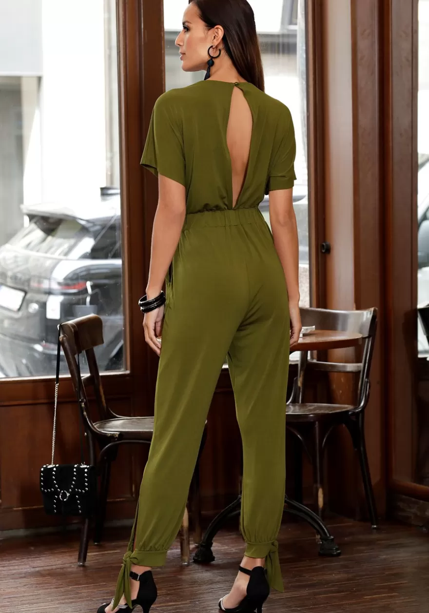 Fashion Short Sleeve V-Neck Jumpsuit Jumpsuits