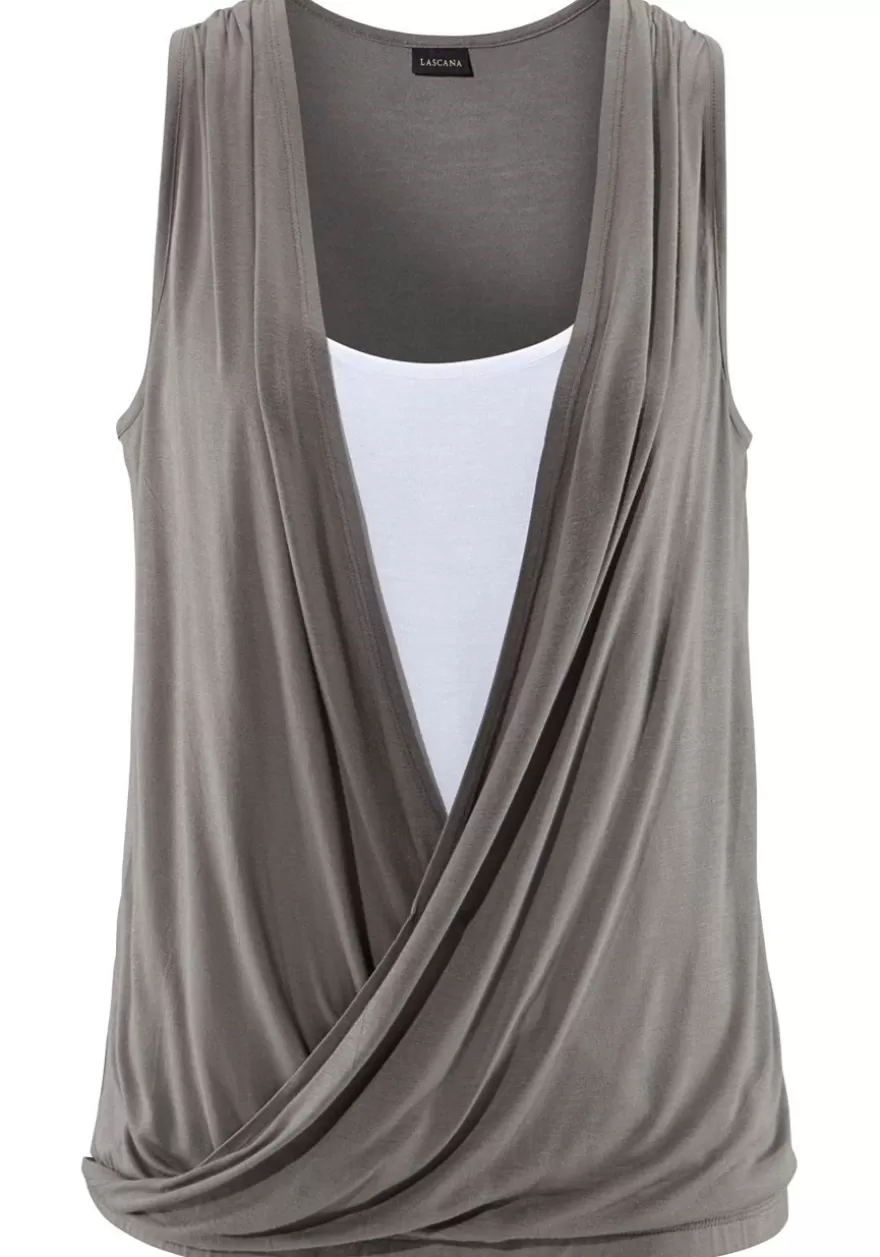 Clearance Sleeveless Wrap Look Top Sleeveless Tops