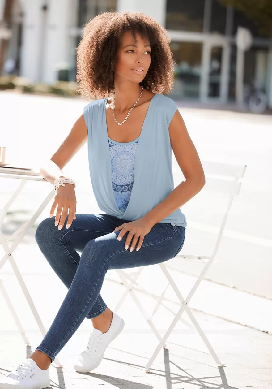 Shop Sleeveless Wrap Look Top Sleeveless Tops