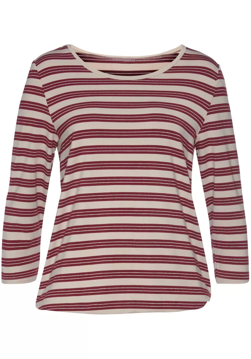 Fashion Striped 3/4 Sleeve Top Long Sleeve Tops