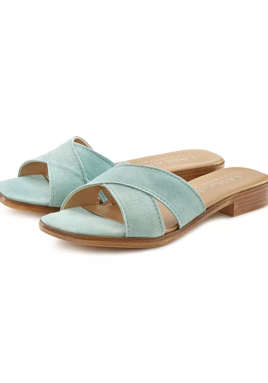 Store Suede Cross Strap Mules Sandals