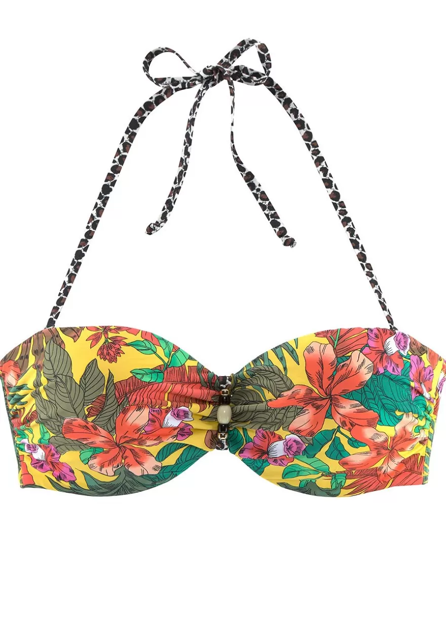 Clearance Tropical Bandeau Bikini Top Bandeau