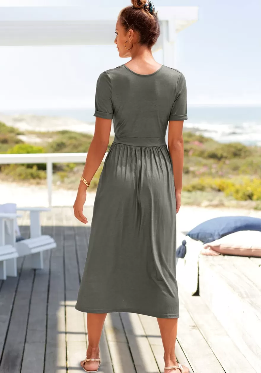 Outlet V-Neck Midi Dress Fall Dresses