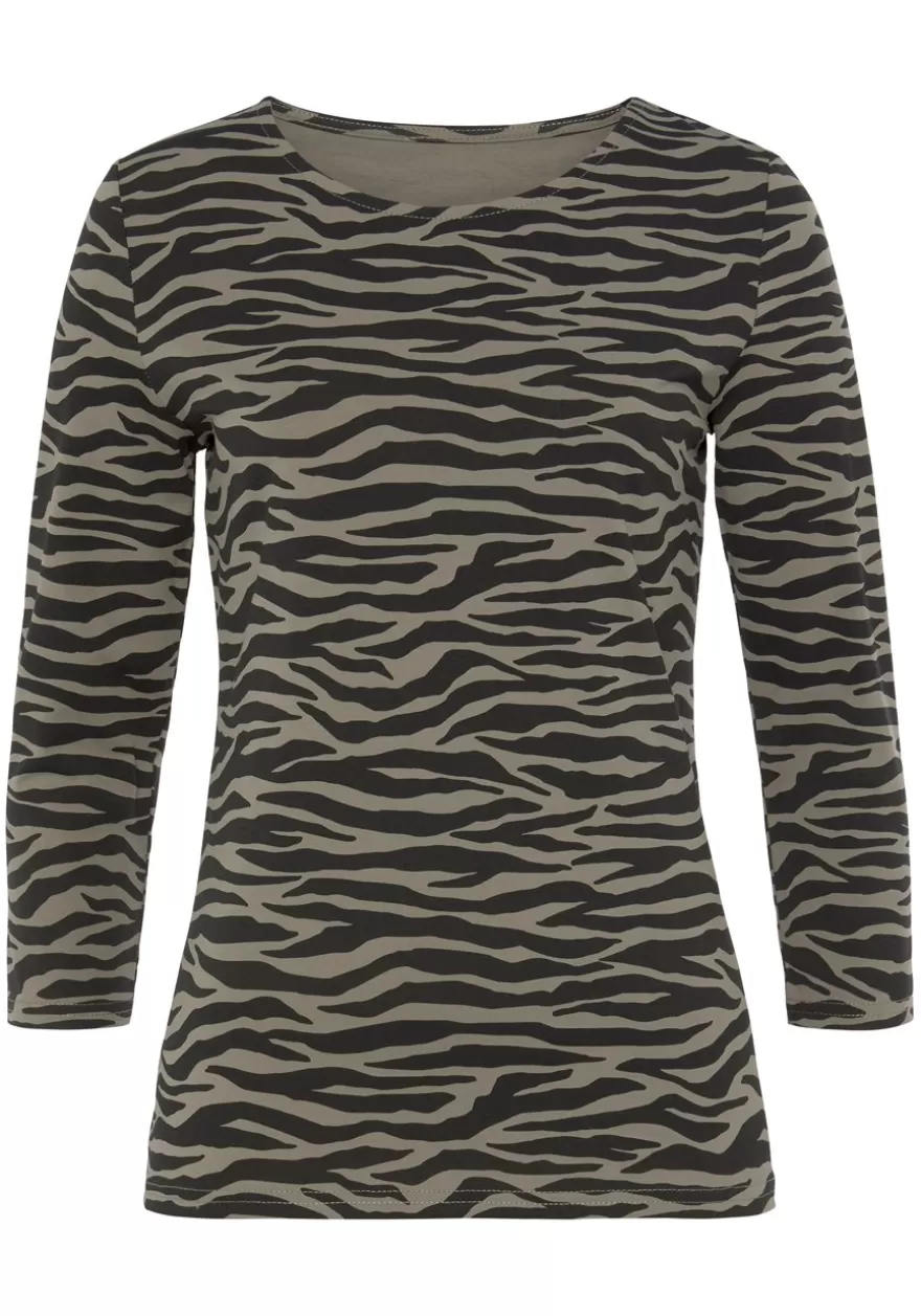 Shop Zebra Print 3/4 Sleeve Top Long Sleeve Tops